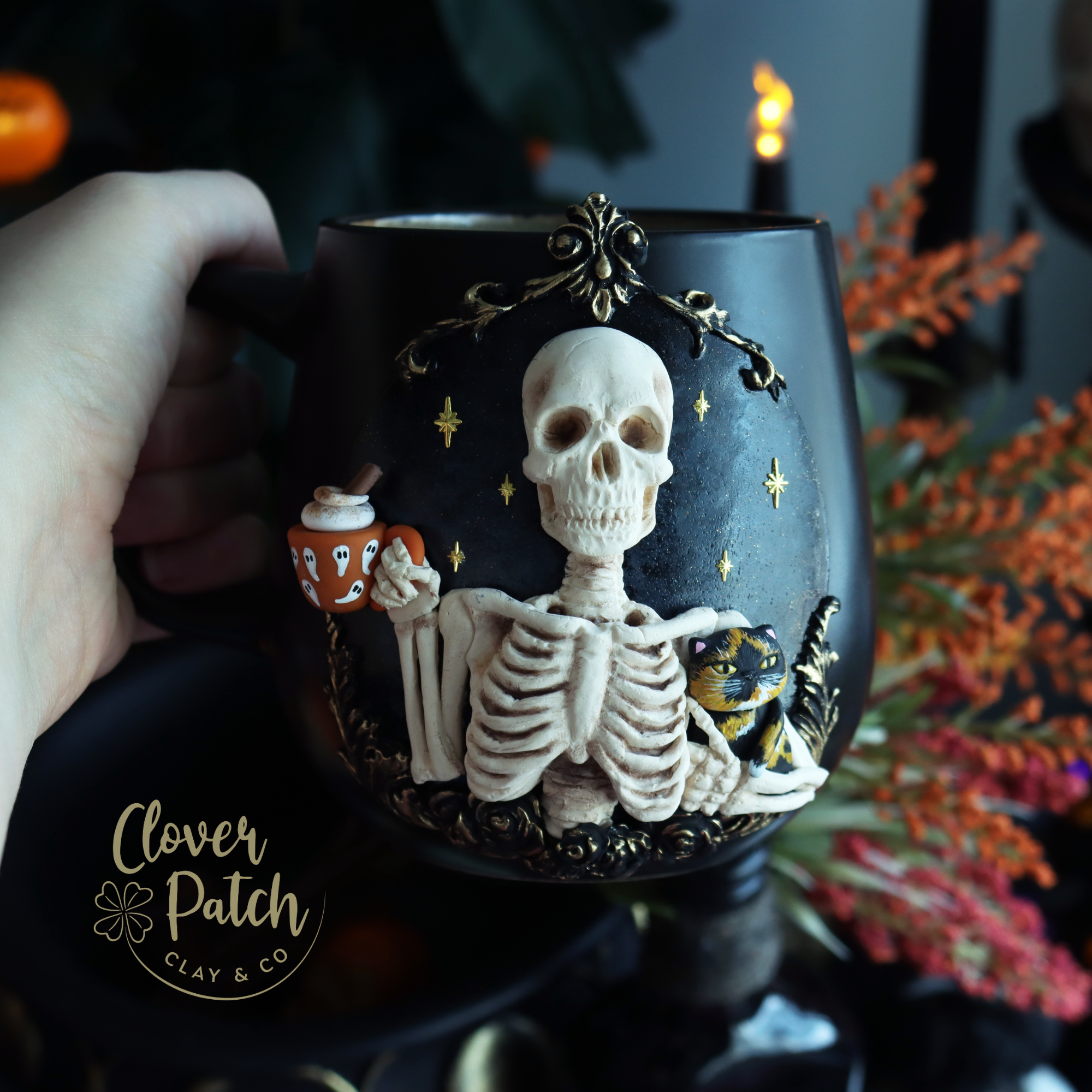 Pumpkin Spice Skeleton Mug